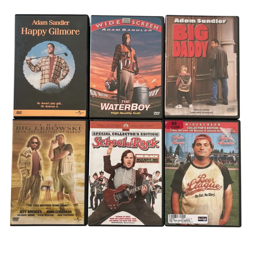 ++ 6 Comedy Movies DVD Bulk Lot Adam Sandler Happy Gilmore Waterboy Big Daddy ++
